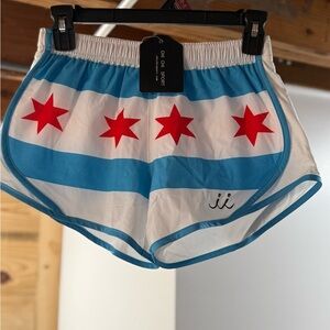 Women's Blue, White & Red Athletic Shorts